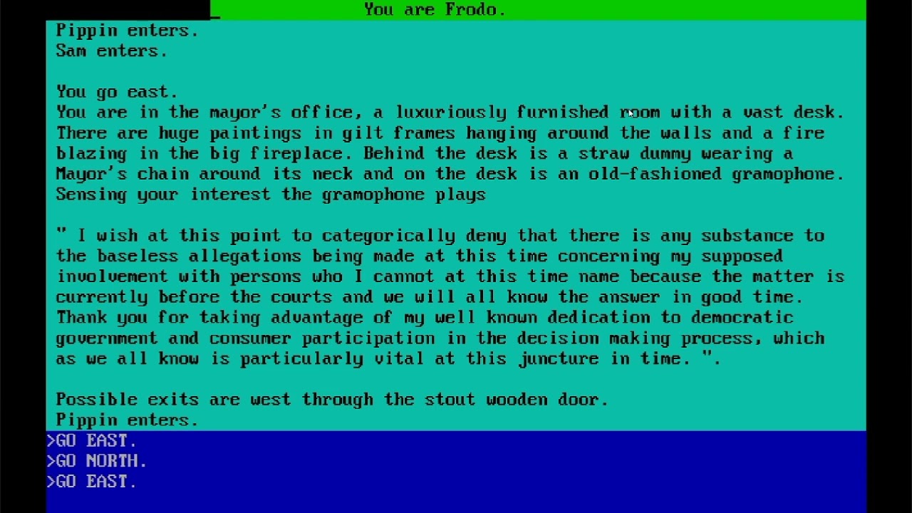Footage of Me playing LOTR Text-Based game for my FMP research