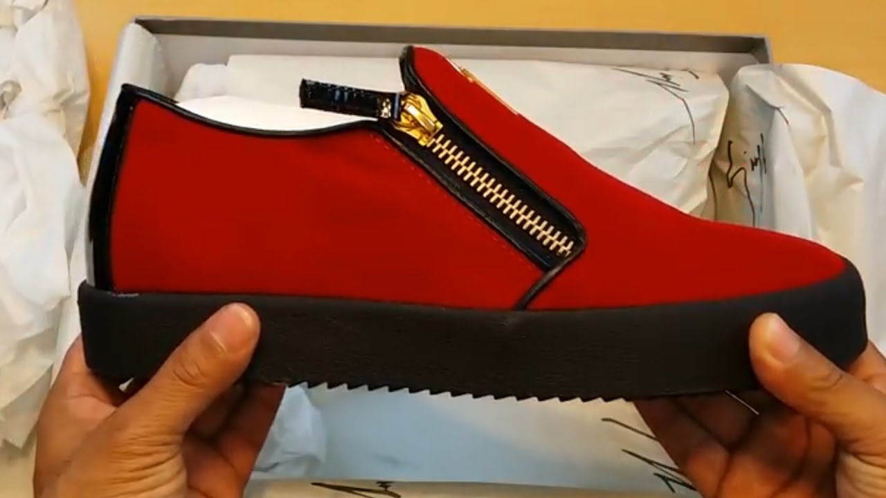 Youtube First! Giuseppe Zanotti Unboxing!! Signature Red Velvet Slip On Review GZ
