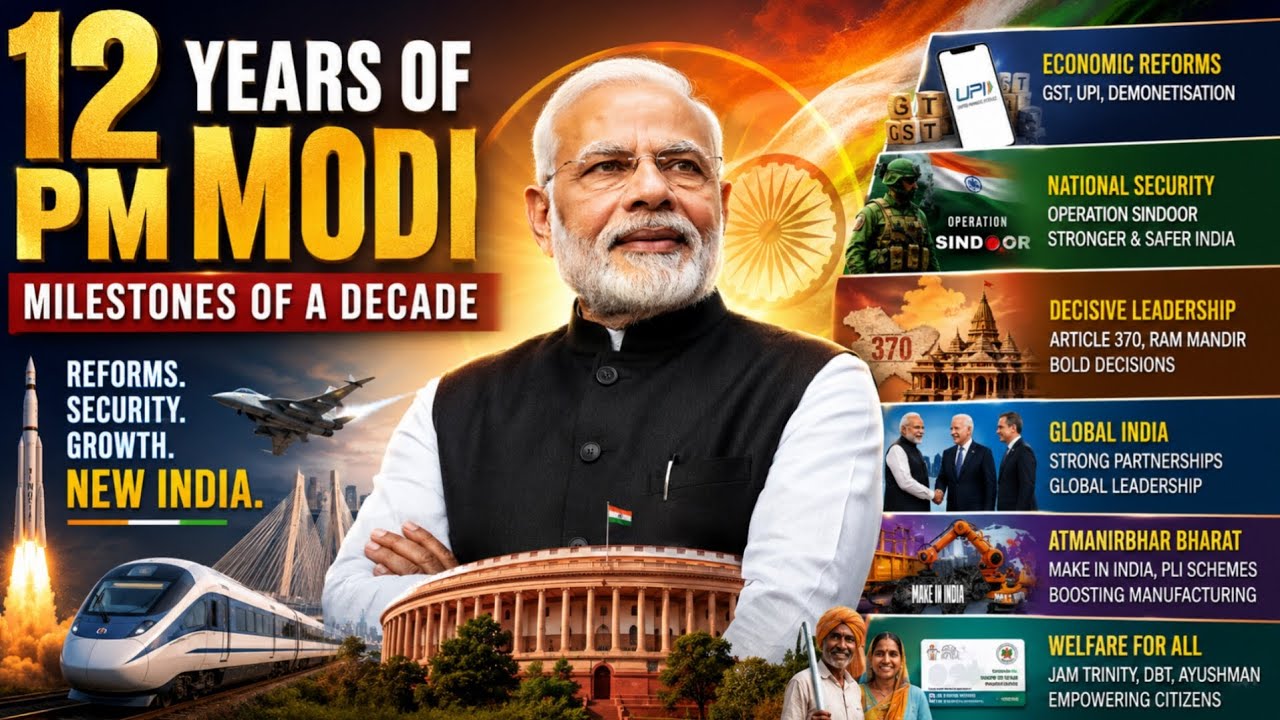 PM Modi's 12-Year Journey: From Demonetisation to Digital India #PMModi #NarendraModi #12YearsOfModi