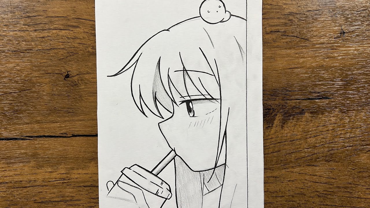 Anime girl drawing | How to draw anime girl drinking soda 🥤