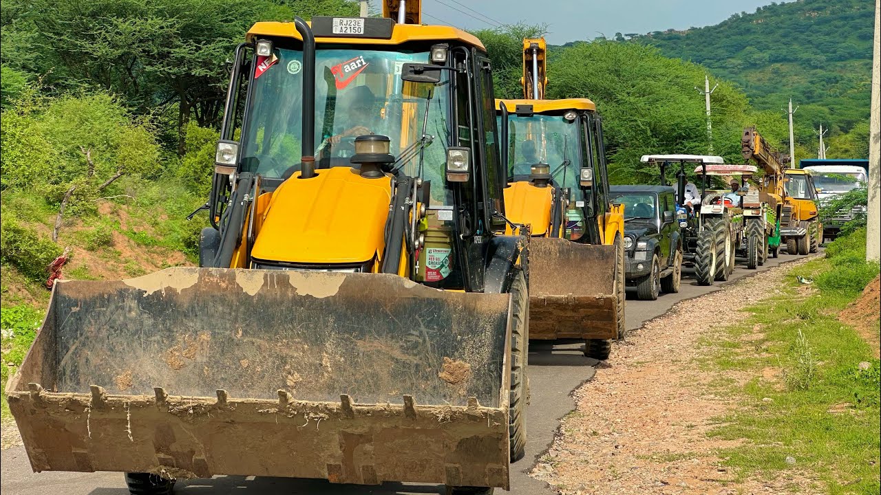 Jcb 3dx loading Mud in TATA Tippers Tractors Swaraj 855 Fe New Holland 3630 4x4 Tractor Thar Truck