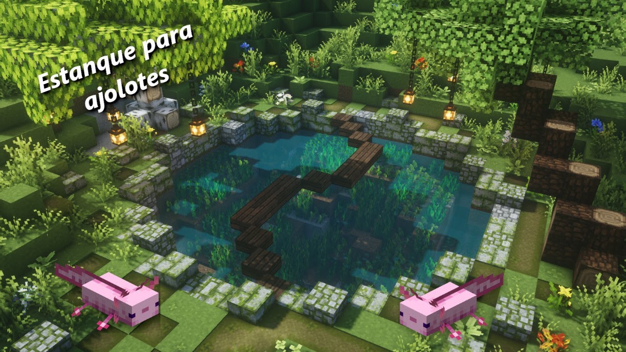 C&oacute;mo hacer un estanque para ajolotes en minecraft super f&aacute;cil y r&aacute;pido