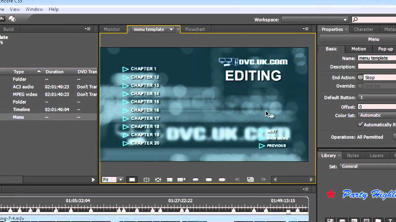 Using the chapter Index in Adobe Encore CS5 to make menus