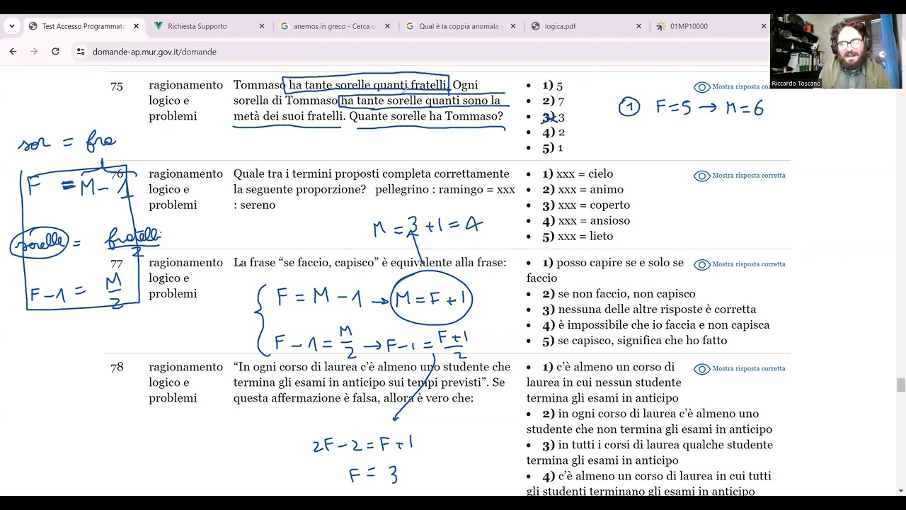 Maggio 2024 | Logica n° 75 | Tommaso ha tante sorelle quanti fratelli. Ogni sorella di Tommaso ha t…