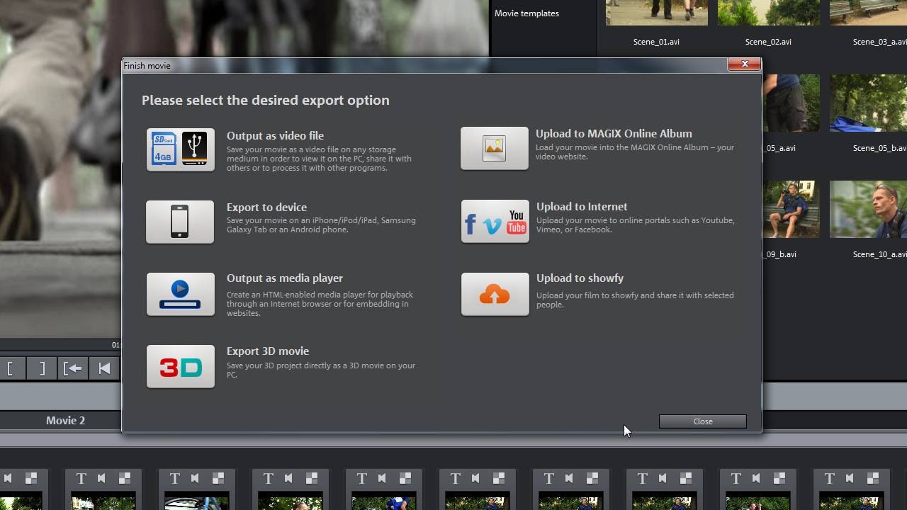 MAGIX Movie Edit Pro 2016 &ndash;Export tutorial (INT)