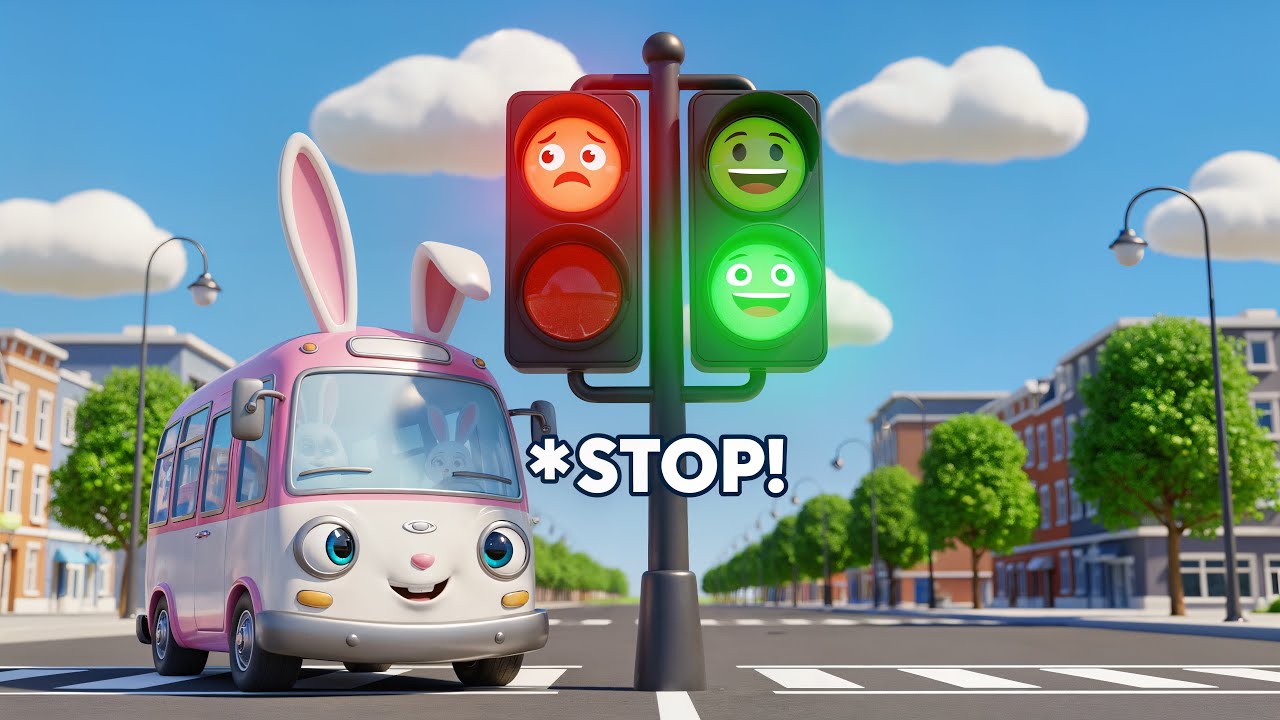 Stop! Ga! 🟥🟩 | Bunny Bus & Verkeerslichten 🚦3D Kinderliedjes