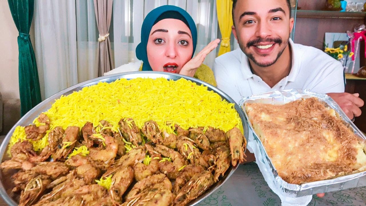 تحدى الفسفور... الجمبرى الجامبو او الروبيان🦞 مع الازانيه بالجمبرى🦐ضد ابله وفاء ونونى
