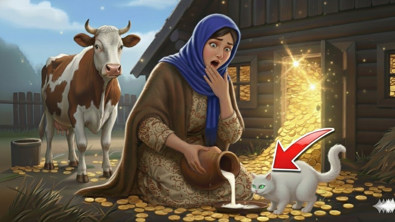 قصة بائعة الحليب والقطة التي كانت تشرب الحليب وتضع مكانه قطعة نقدية ذهبية !!