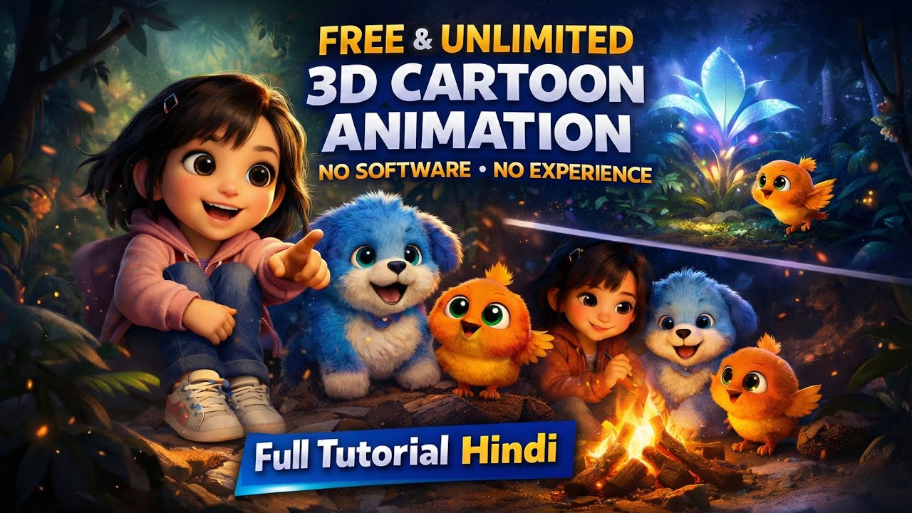 Free & Unlimited 3D Cartoon Animation | No Software | No Experience | Full Tutorial Hindi | Techno 