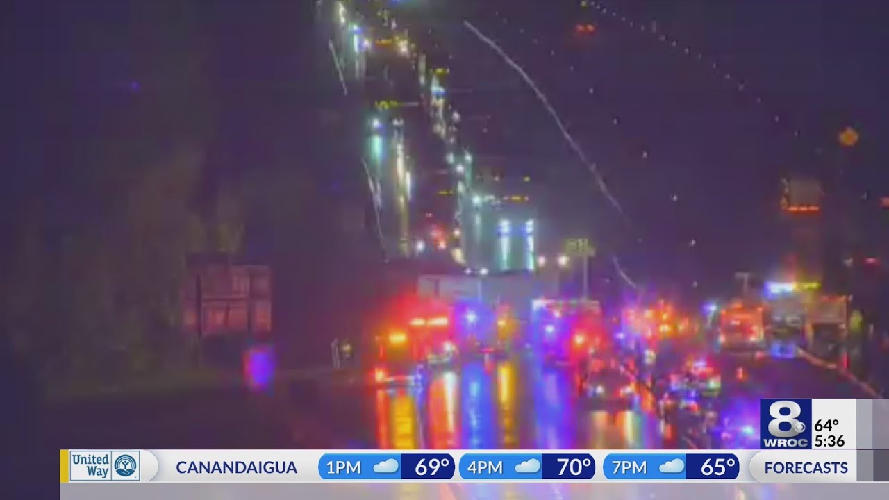 Tractor-trailer crash on I-90 shuts down all lanes near Geneva