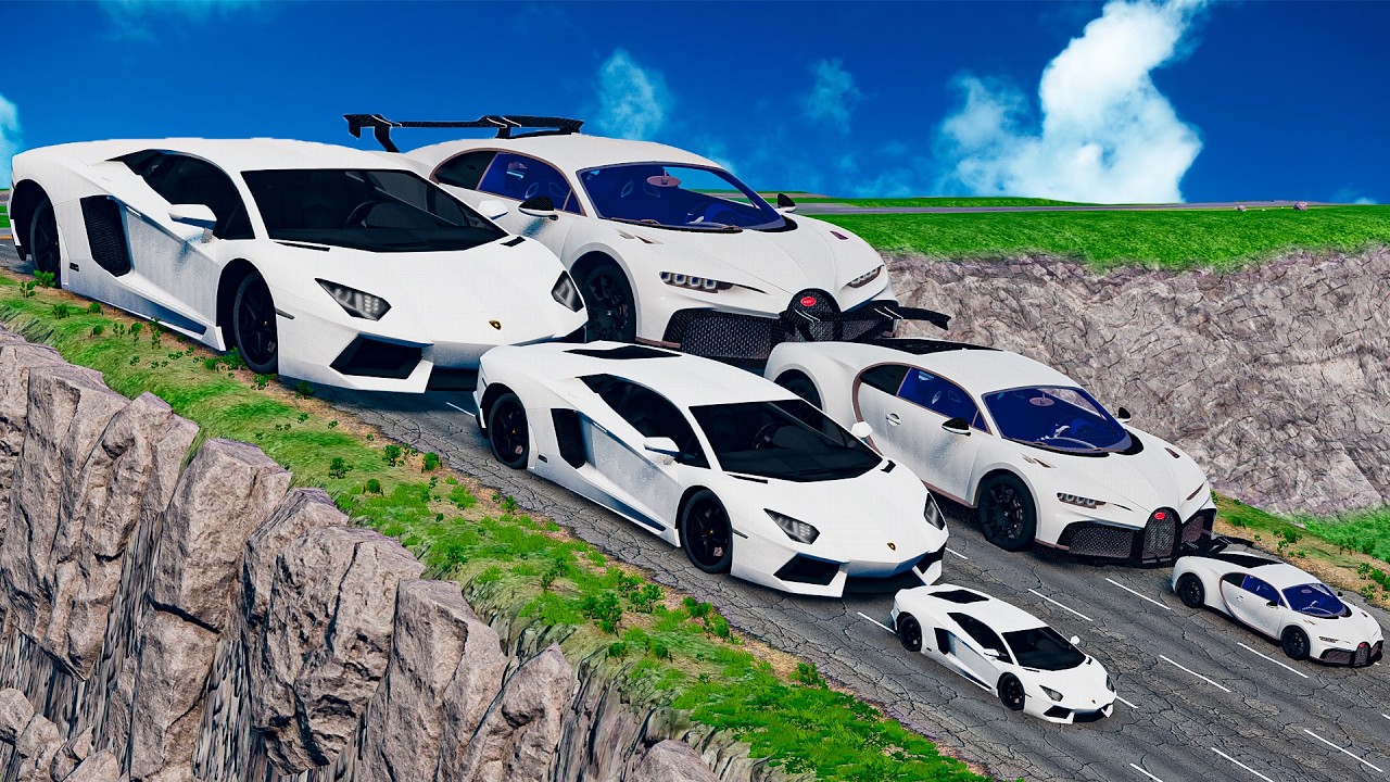 Big & Small Lamborghini Lightning Mcqueen vs Bugatti Chiron Mcqueen vs DOWN OF DEATH | BeamNG.Drive