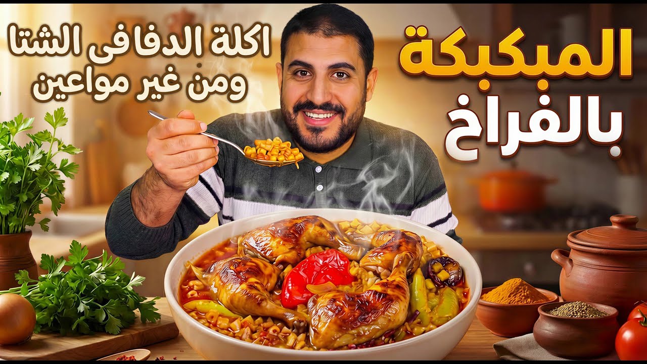 المبكبكة بالفراخ 🫣 أكلة الدفاء🥶 في حلة واحدة🥗.. ومن غير مواعين 👌🏼! #مبكبكة