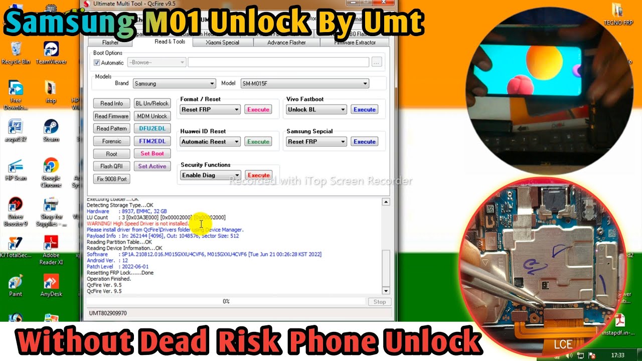 Samsung M01 Unlock By Umt/ Samsung Phone Unlock Without  Dead Risk 100%  free