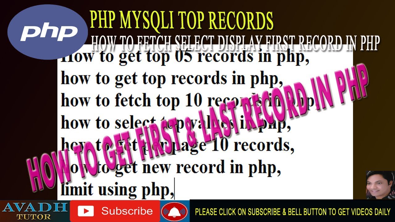 how to get last inserted record in php | get top 05 records in php | get per page 10 records