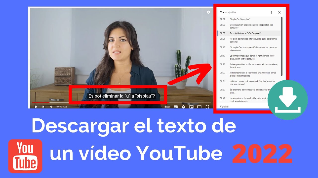 😎 Cómo DESCARGAR EL TEXTO transcrito de un VÍDEO de YouTube