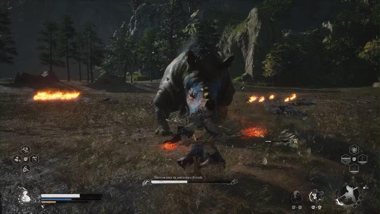 Black Myth: Wukong vs el Rhino de oro.