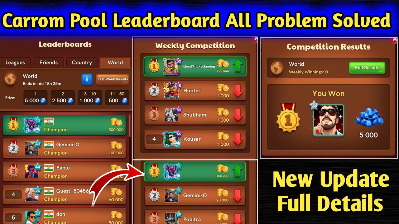 Leaderboard New Update 😱 Carrom Pool Leaderboard All Problem Solved 🔥