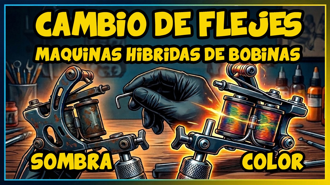 Como Cambiar Flejes y Calibrar Una Maquina De Bobinas Hibrida Para Tatuar Linea Sombra o Color