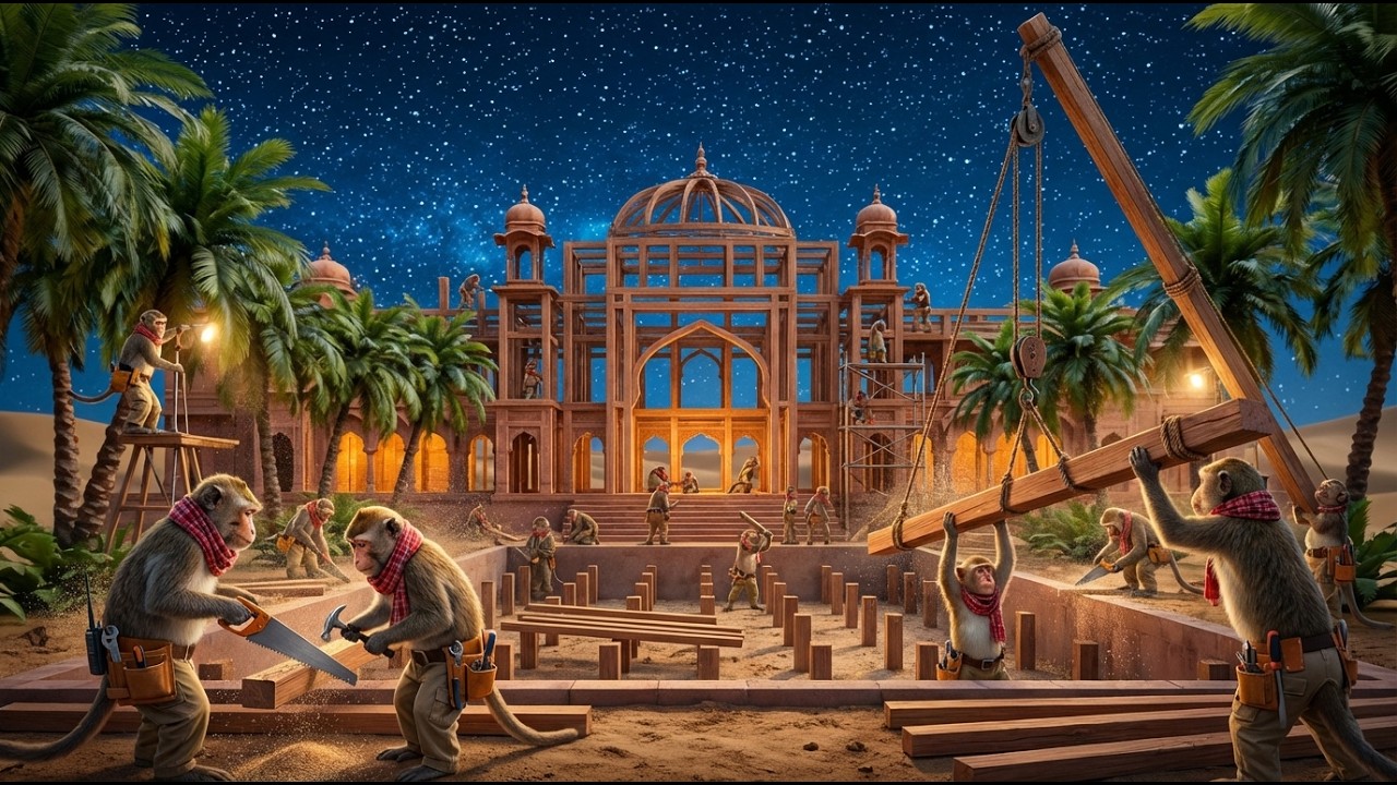 Indian Monkeys Build a Mansion Resort in the Abandoned Sahara Desert (4K)