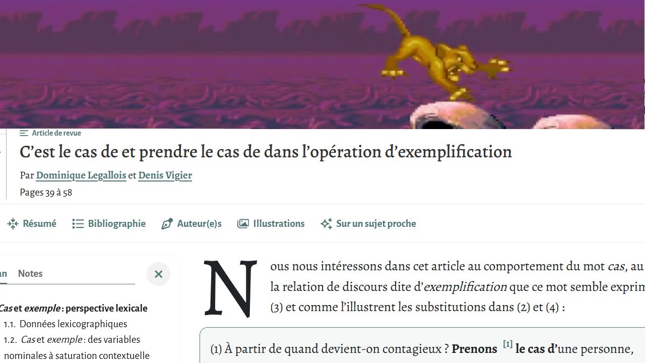 [Jeu Vidéo et Linguistique] Exemplification en langue et discours / The Lion King (SNES)
