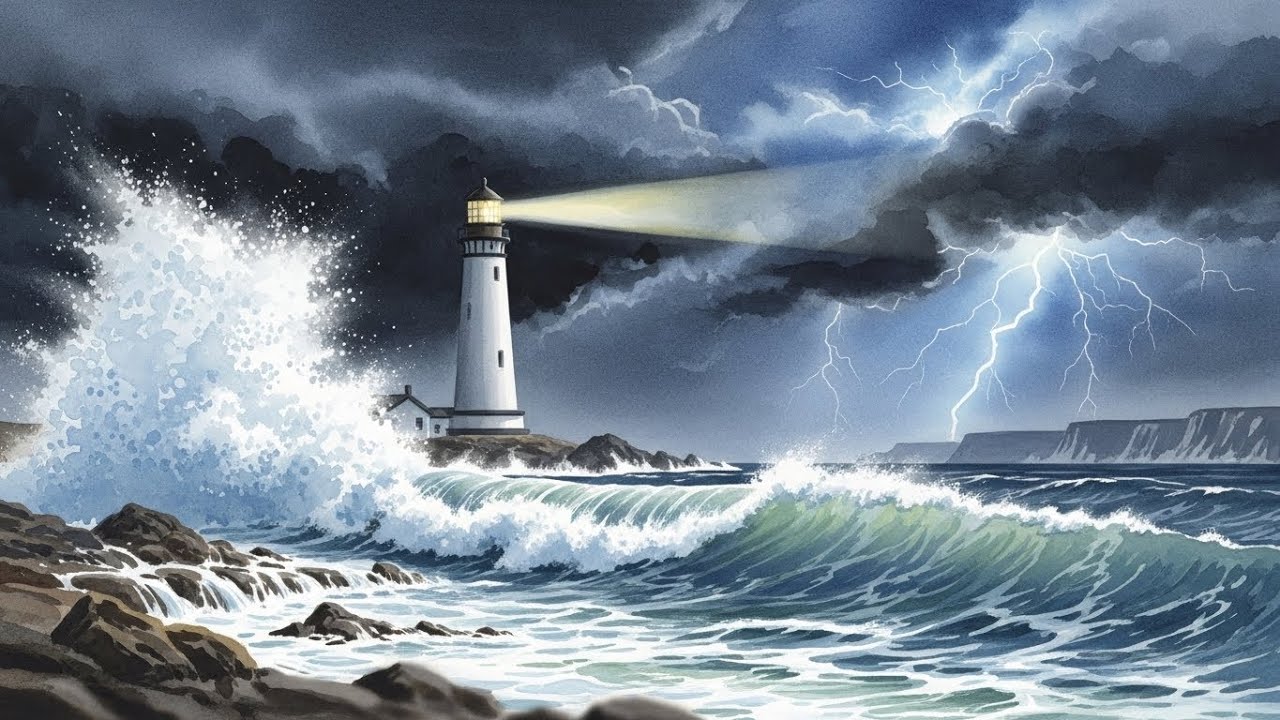 One Night in the Lighthouse — Cozy Ghibli Storm Escape