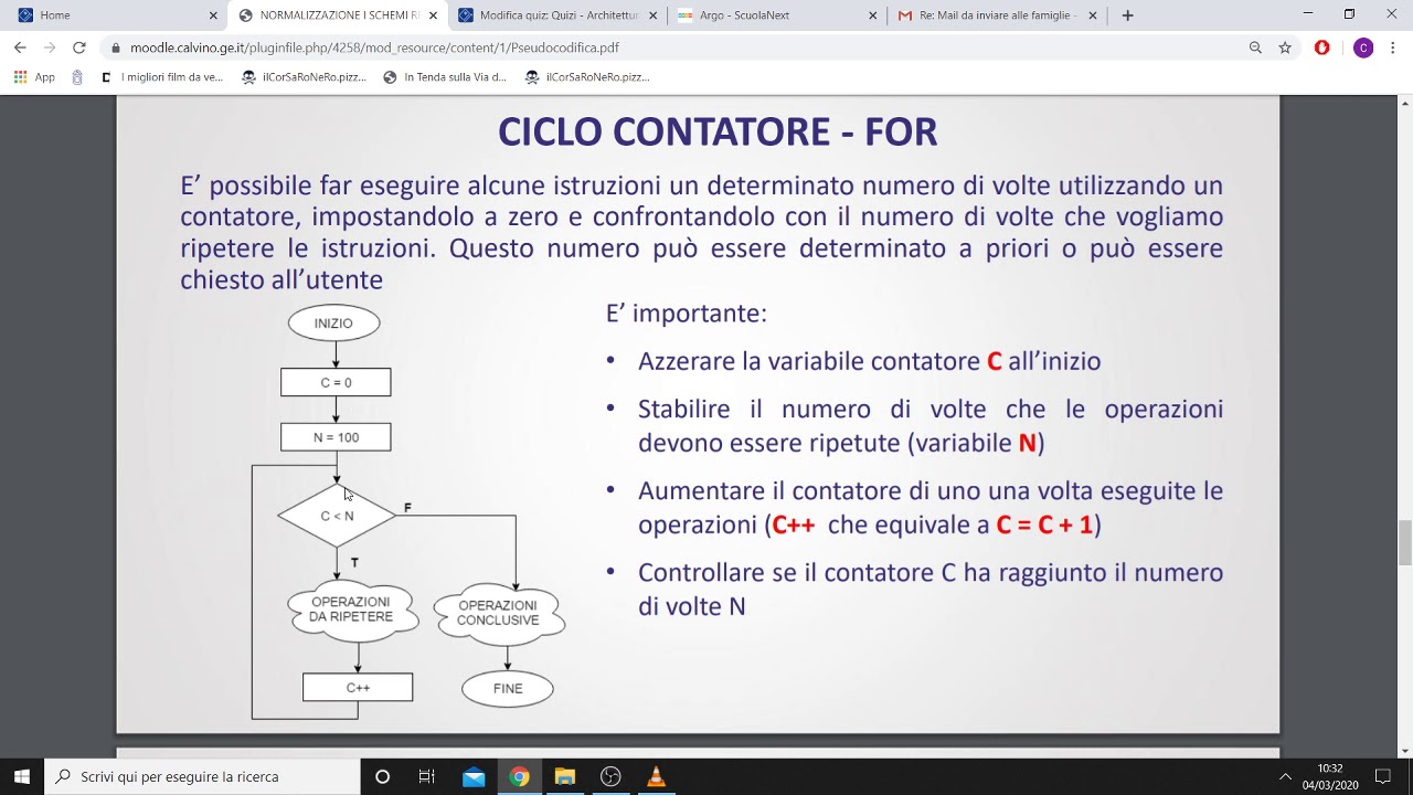Videolezione sulla pseudocodifica: ciclo FOR