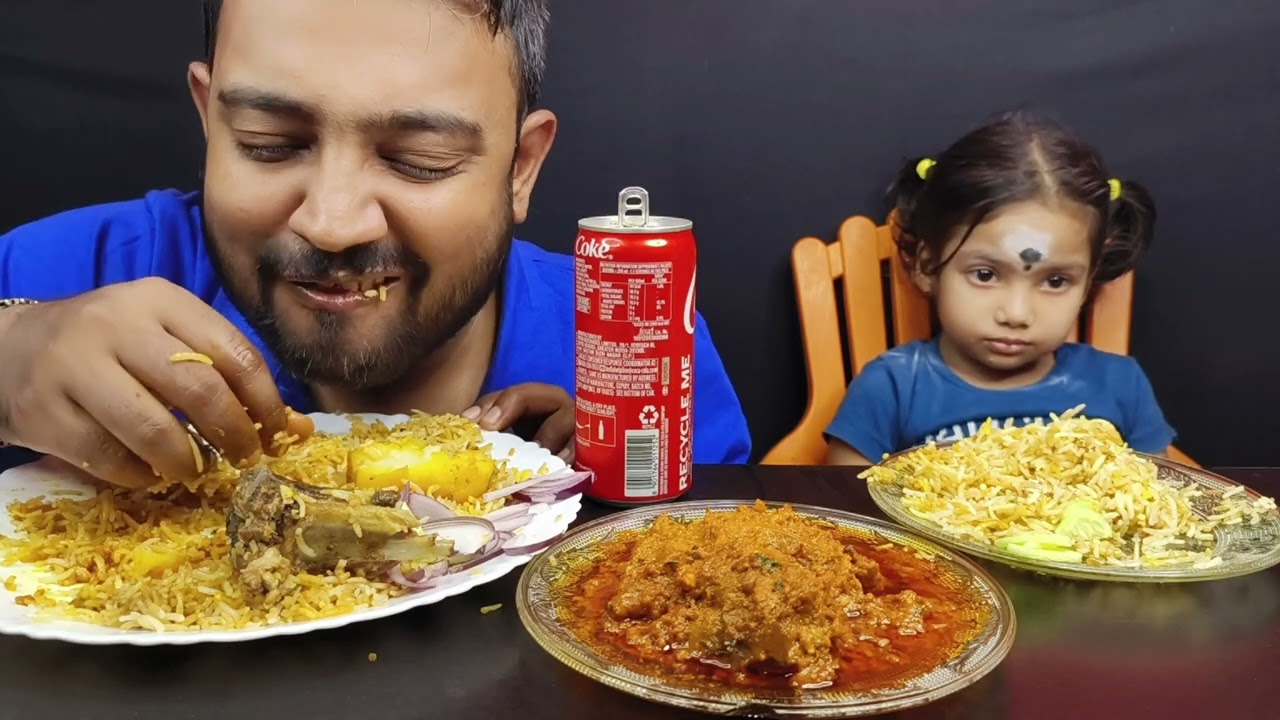 Father Daughter Eating Show,Eating Mutton Biriyani ,Spicy 🔥🔥 Chicken Kosha।।