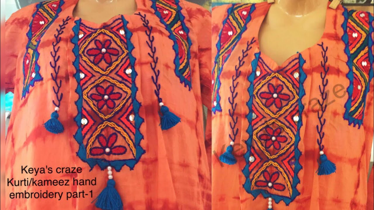 Tutorial no-112 | kurti hand embroidery part-1 | How to transfer design on fabric