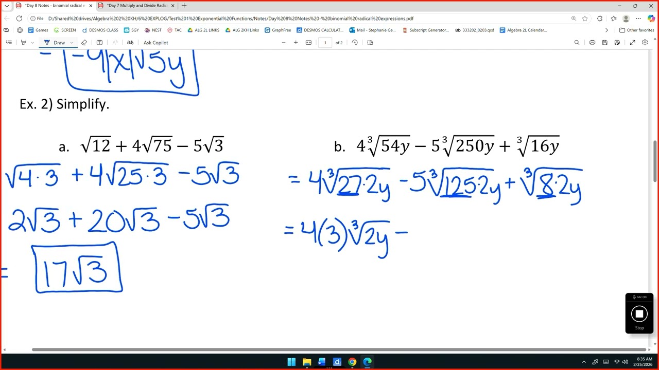Binomial Radical Expressions K