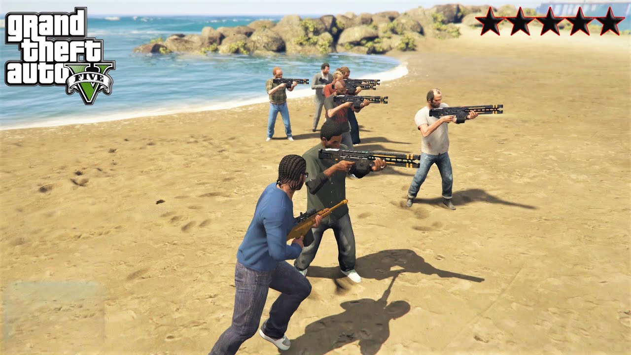 GTA 5 - Franklin And Friends FIVE STAR RAILGUN COP BATTLE! (GTA V Funny Moments)