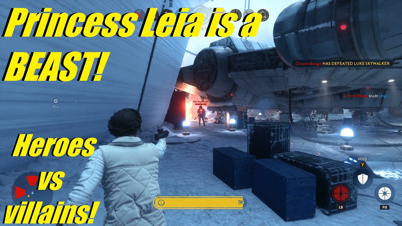Star wars Battlefront - Princess Leia kills all Heroes! (same round!) Heros vs Villans with friends!