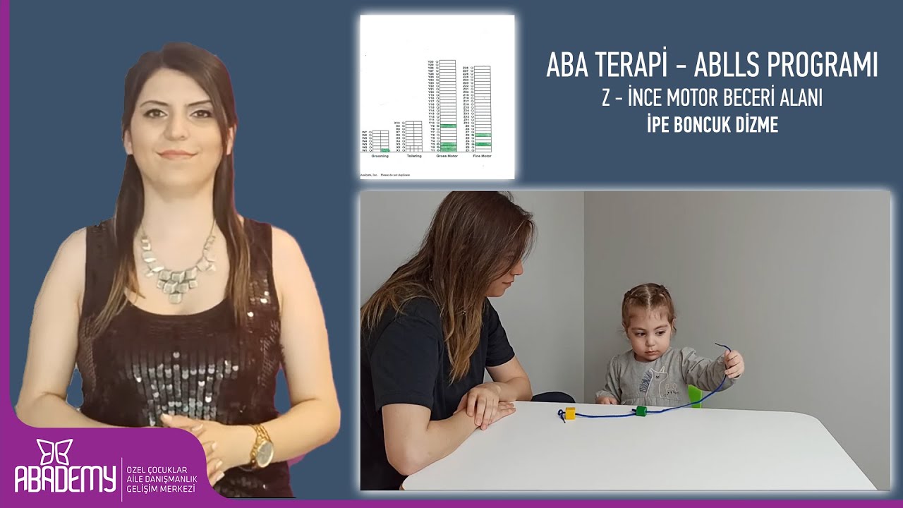 ABA Terapi - Otizm - ABLLS Programı, Z - İnce Motor Beceri Alanı, İpe Boncuk Dizme