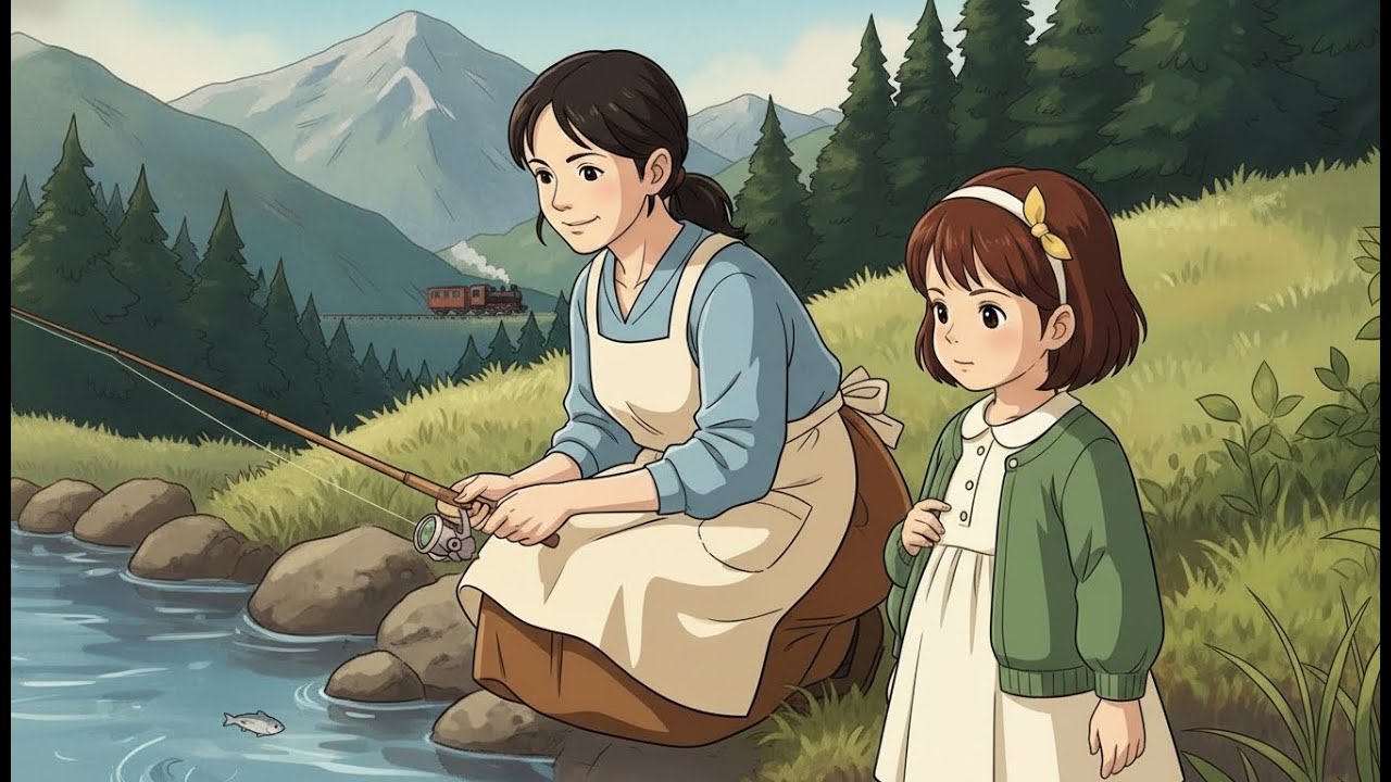 Lakeside Life: Grilled Fish, Fresh Bread, Steaming Tea & a Passing Train | Ghibli-Style ASMR