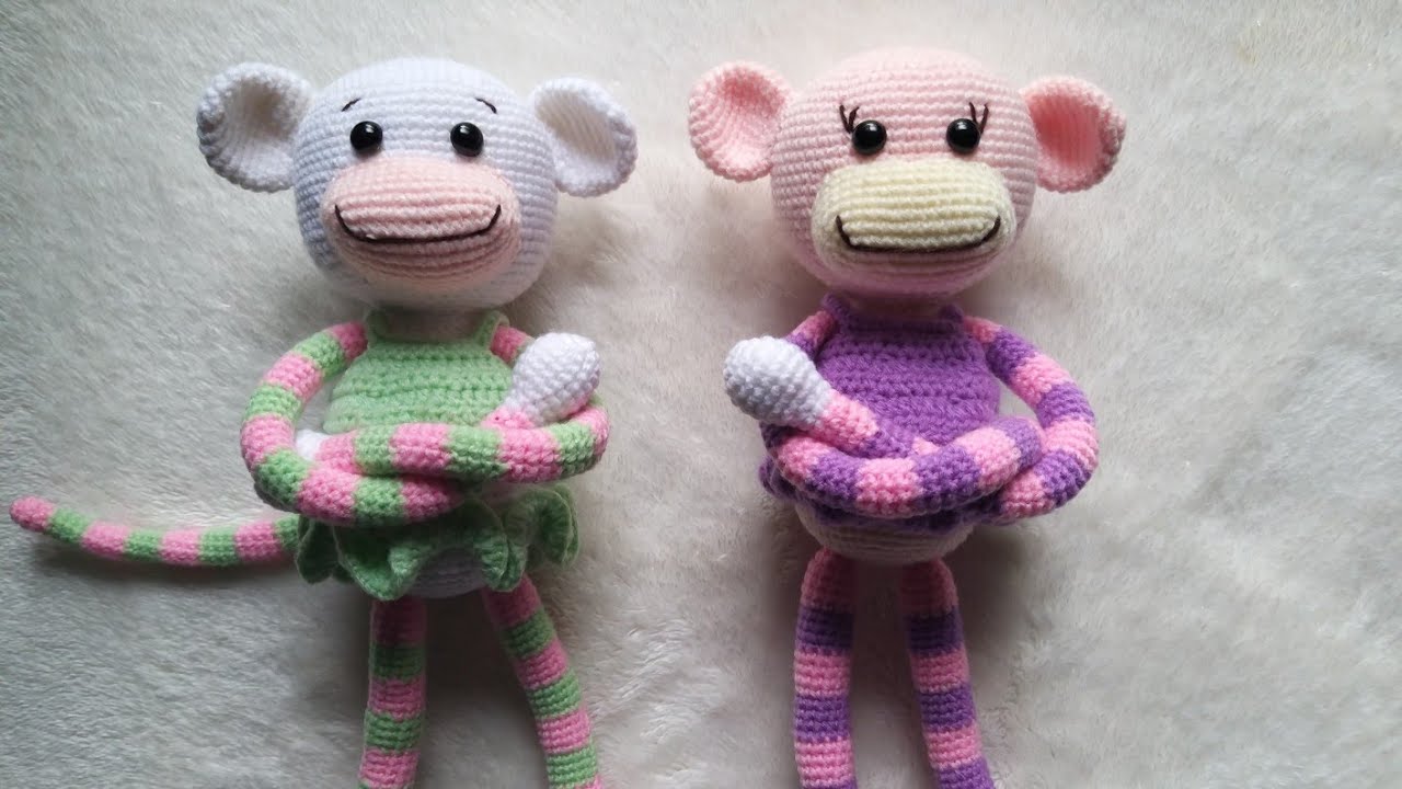 How to crochet a monkey (part3)  Ear ,Nose , Tail မျောက်ထိုးနည်း လေးပါ
