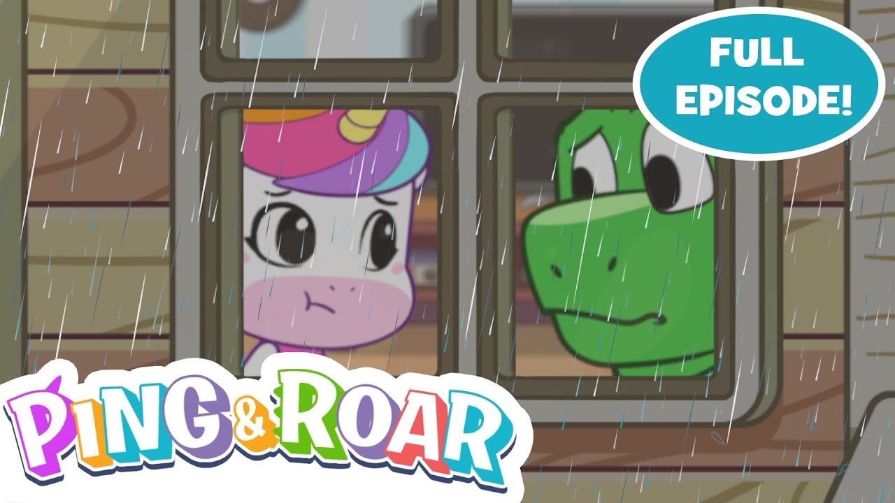 Stormy Day Blues! 🌧️ | Ping & Roar's Rainy Day Adventure | Unicorn & Dinosaur Cartoon for Kids