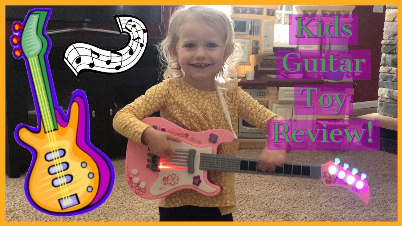 Little Girl Plays Guitar! Electronic Guitar Toy Review & Unboxing - Music Instruments For Kids