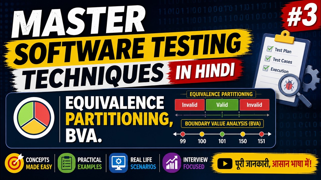 Master Software Testing Techniques in Hindi #3 | Equivalence Partitioning, BVA.