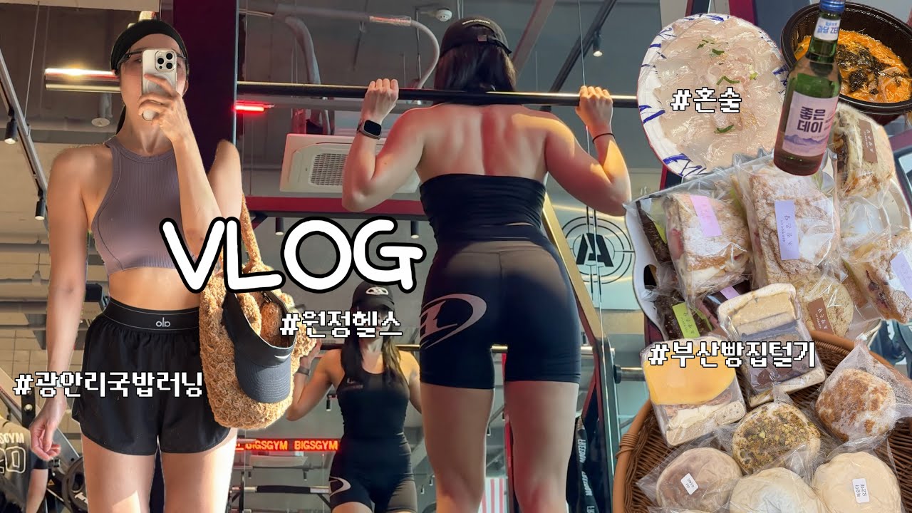 빵 사러 400km 부산 혼 여행 VLOG (매일 빵먹는 루틴, 광안리국밥러닝, 혼술, 빵집투어, 원정헬스, 허대빵, 초량온당, 거대곰탕, 앙시앙베이커리)