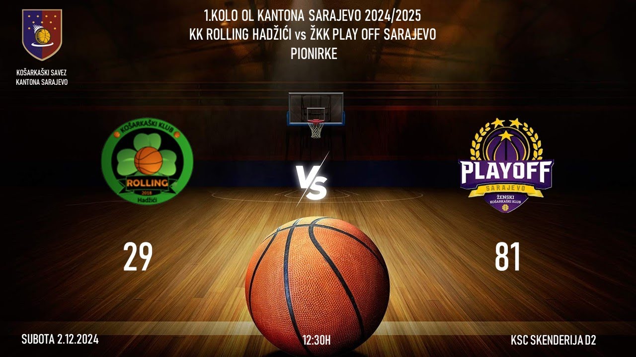 1 KOLO OL KANTONA SARAJEVO KK ROLLING HADŽIĆI  VS ŽKK PLAY OFF SARAJEVO