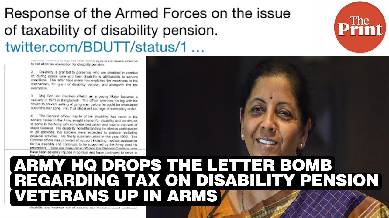 Army HQ drops the letter bomb regarding tax on disability pension; veterans up in arms