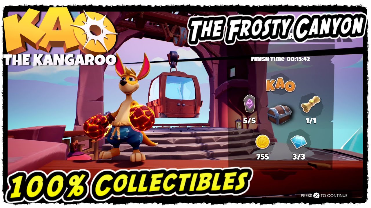 Kao The Kangaroo The Frosty Canyon All Collectibles (Runes, Crystals, Scrolls, KAO, Chests)