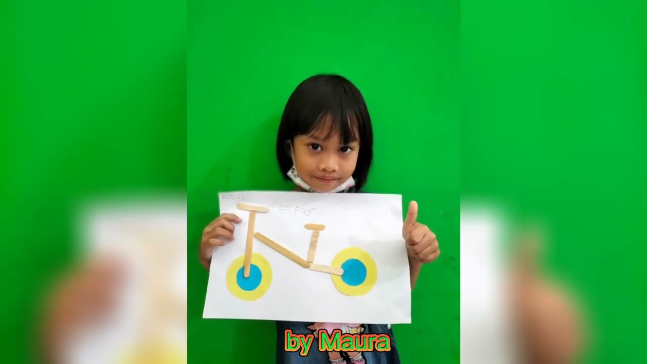 Tema Kendaraan Sub Tema Sepeda melalui kegiatan menempel bentuk sepeda dengan stik es krim