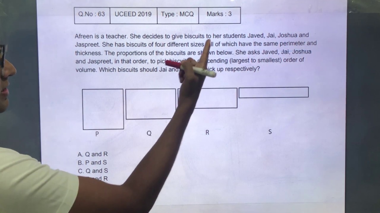 UCEED 2019 Solved Paper - Solution for Question No. 63