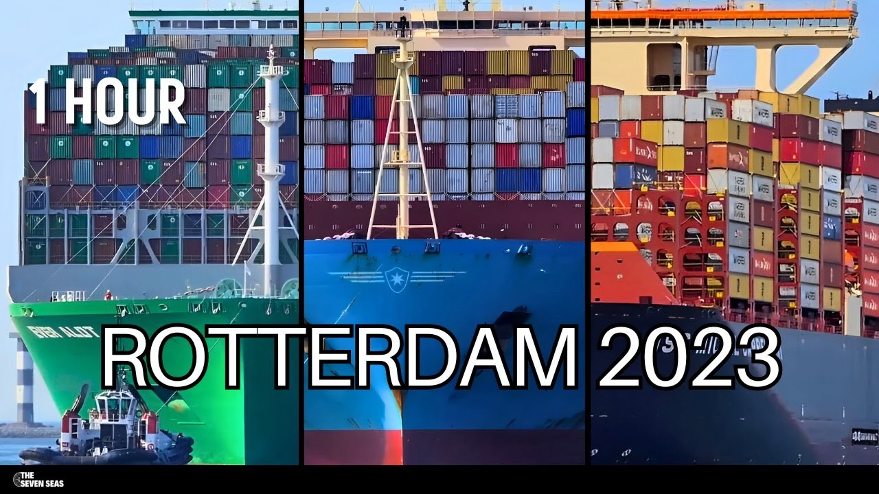 1 hour Shipspotting Rotterdam 2023 - 2024 - The biggest container ships in the world!