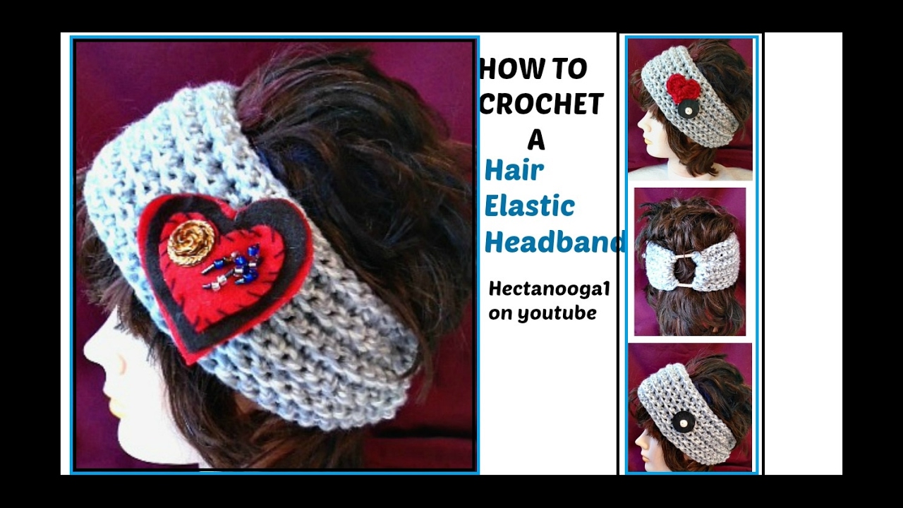 diy, CROCHET VALENTINE HEADBAND,  elastic back, make any size