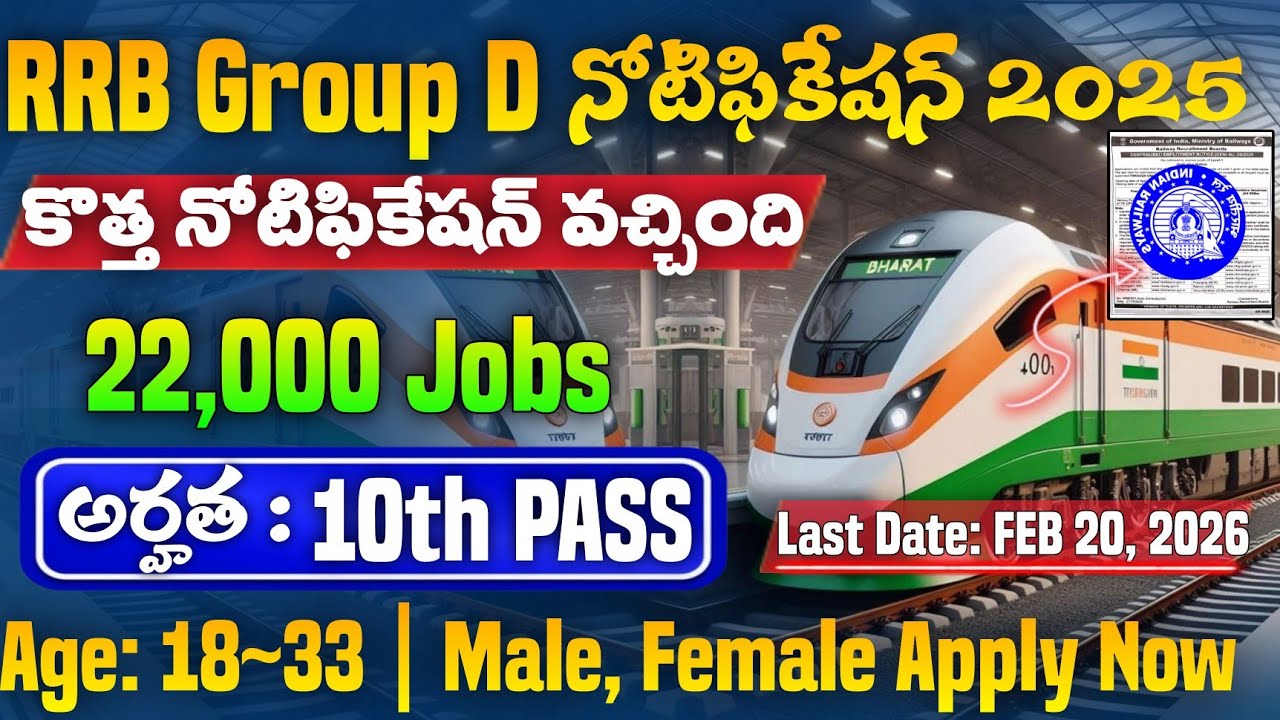 👌 రైల్వే గ్రూప్ D మరో కొత్త నోటిఫికేషన్ వచ్చింది| RRB Group D Notification 2025|Railway Group D Jobs