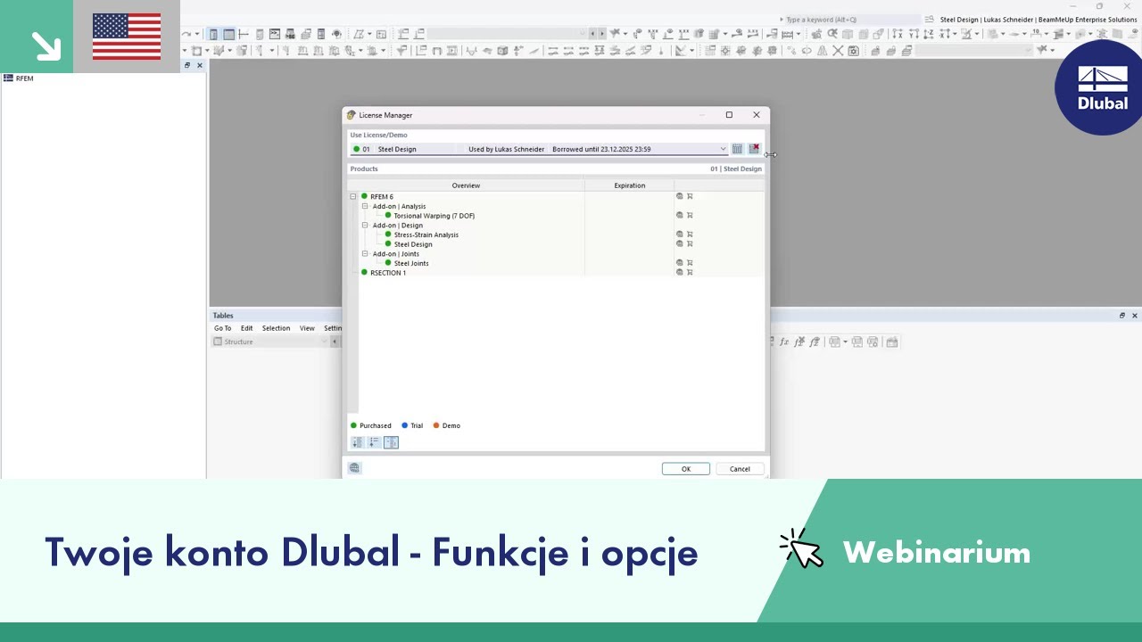 [EN] Webinarium | Twoje konto Dlubal - Funkcje i opcje