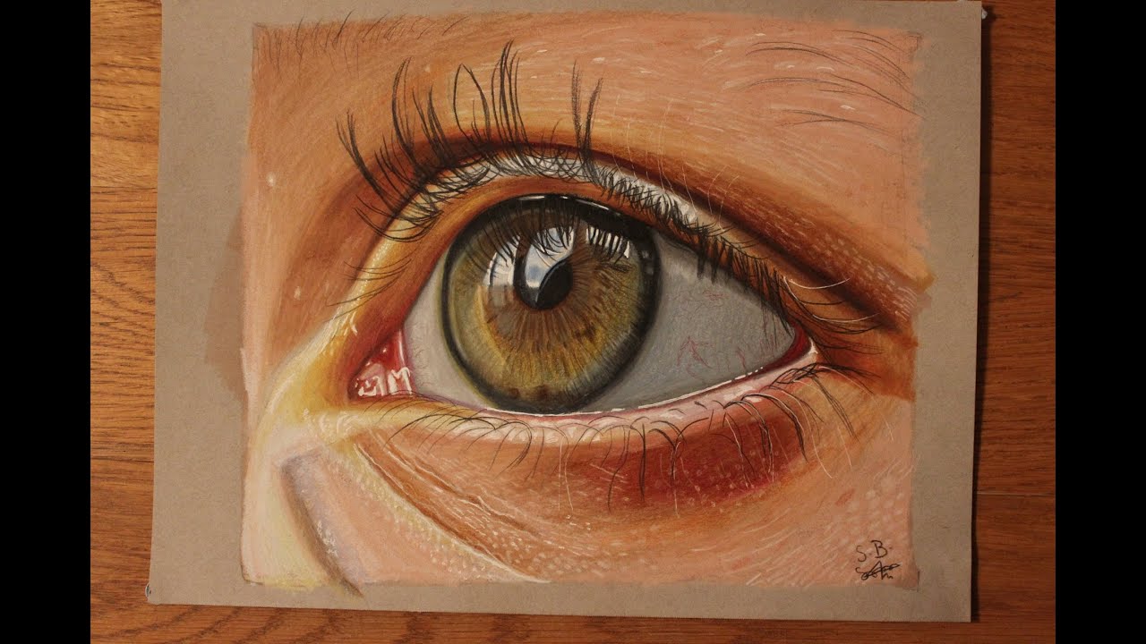 How I draw an eye in colouring pencils