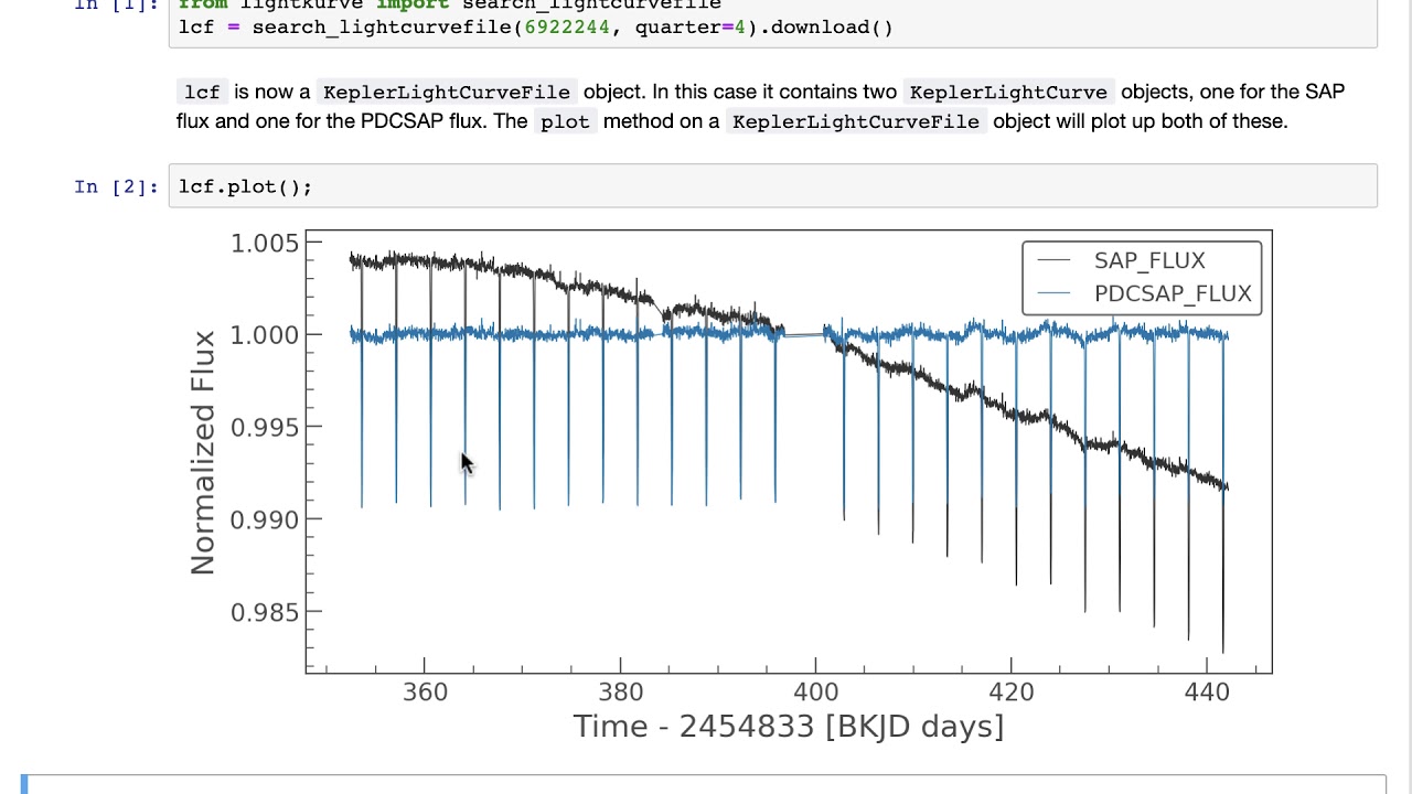 Kepler lightcurve file data products with lightkurve