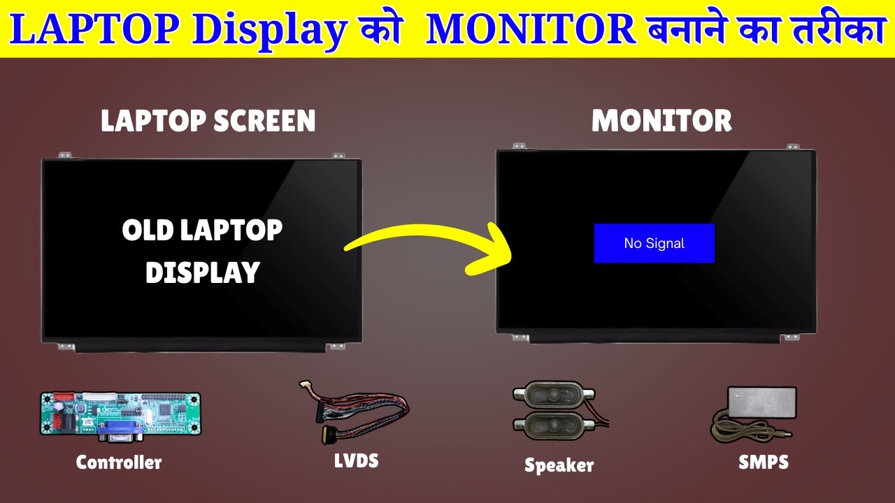 Laptop Screen to Monitor Conversion Process with all Spare Parts